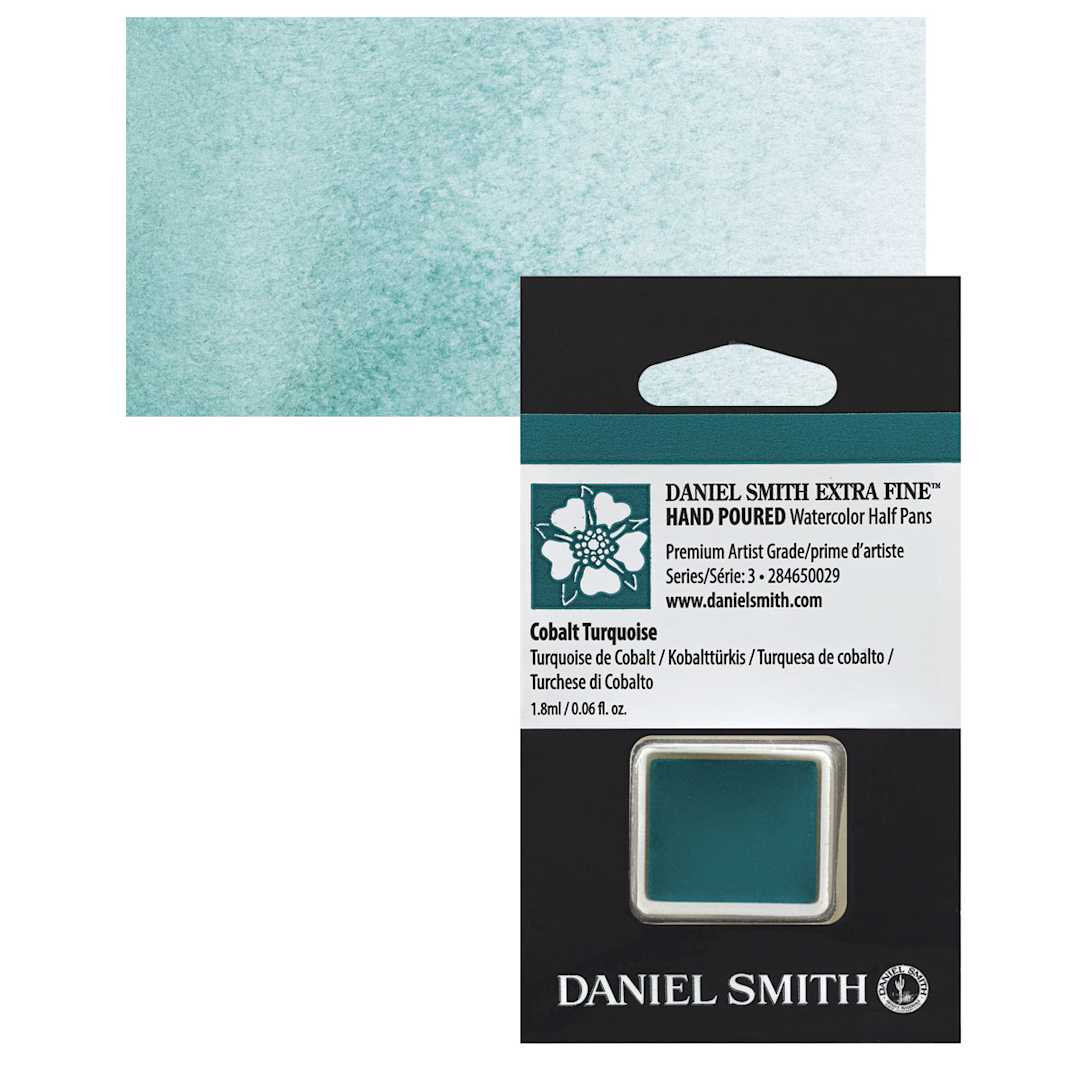 Open in modal - Daniel Smith Extra Fine Watercolor Half Pan - Cobalt Turquoise and swatch