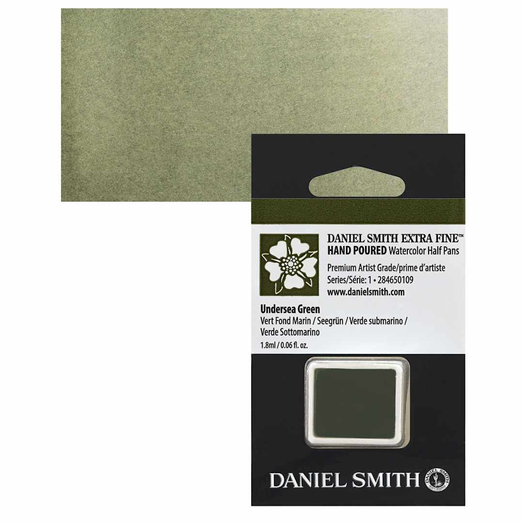 Open in modal - Daniel Smith Extra Fine Watercolor Half Pan - Undersea Green and swatch