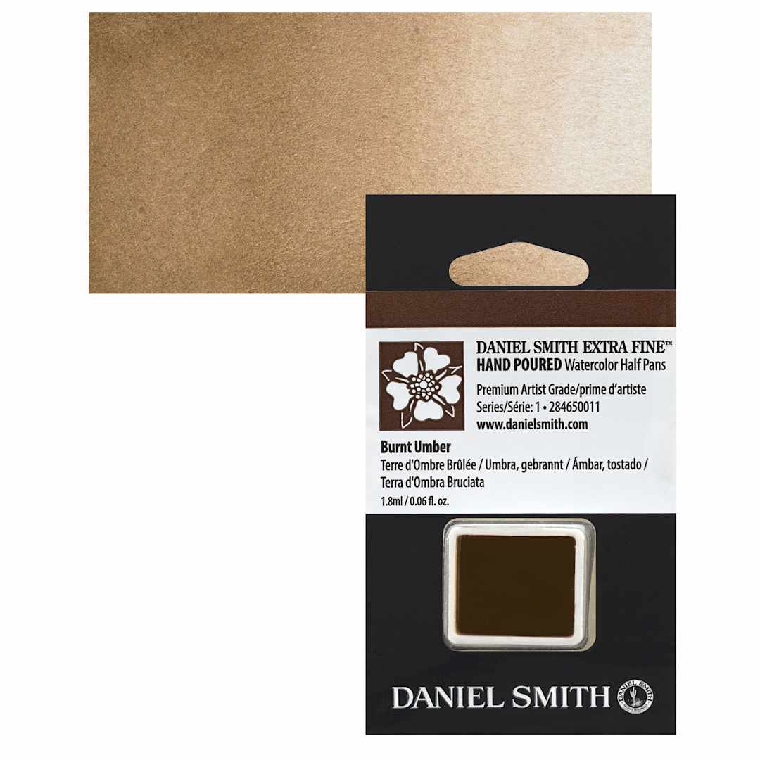 Open in modal - Daniel Smith Extra Fine Watercolor Half Pan - Burnt Umber and swatch