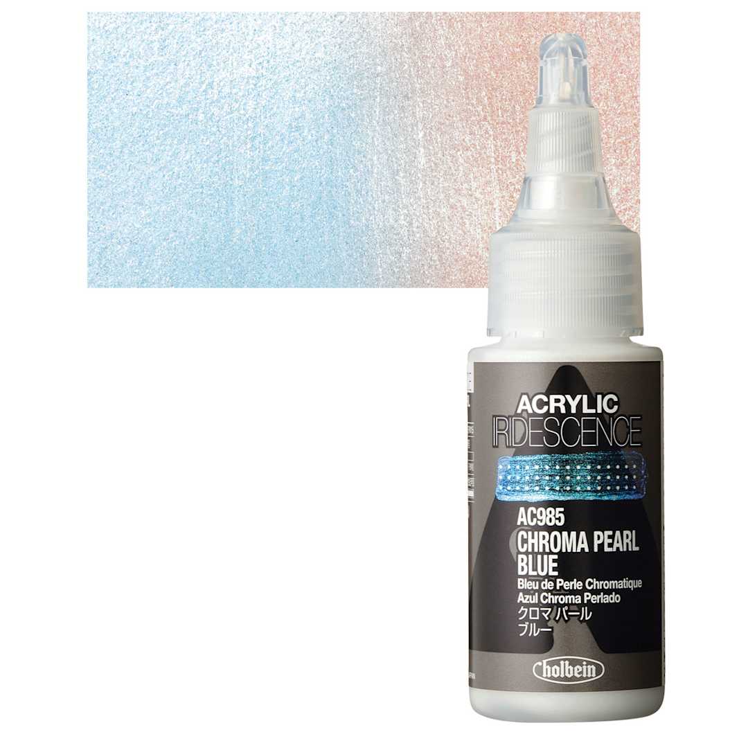 Open in modal - Holbein Iridescence Acrylic - Chroma Pearl Blue, 30 ml and swatch