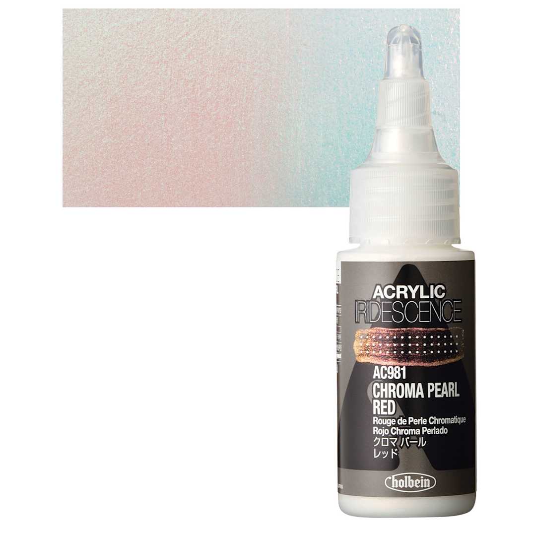 Open in modal - Holbein Iridescence Acrylic - Chroma Pearl Red, 30 ml and swatch