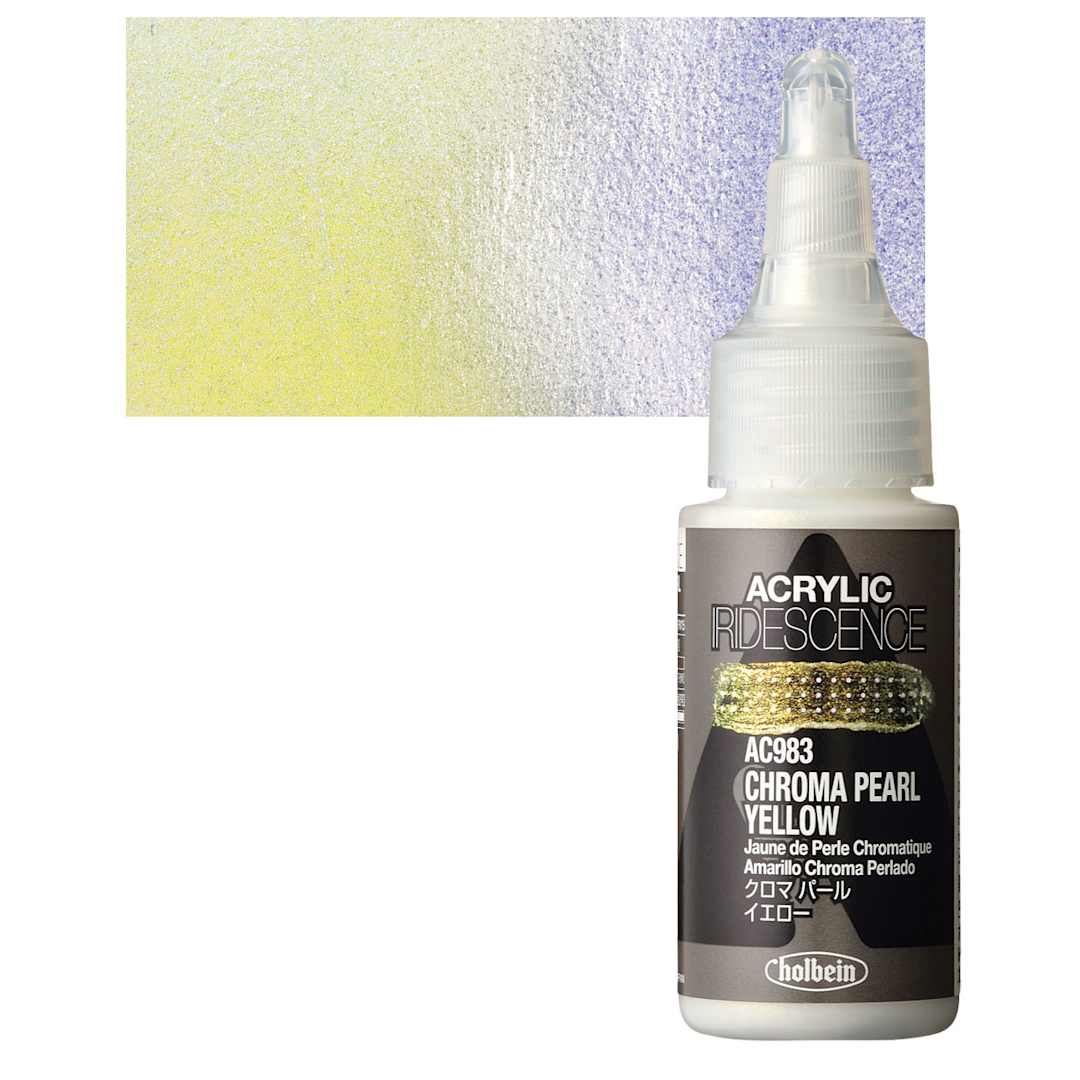 Open in modal - Holbein Iridescence Acrylic - Chroma Pearl Yellow 30 ml and swatch