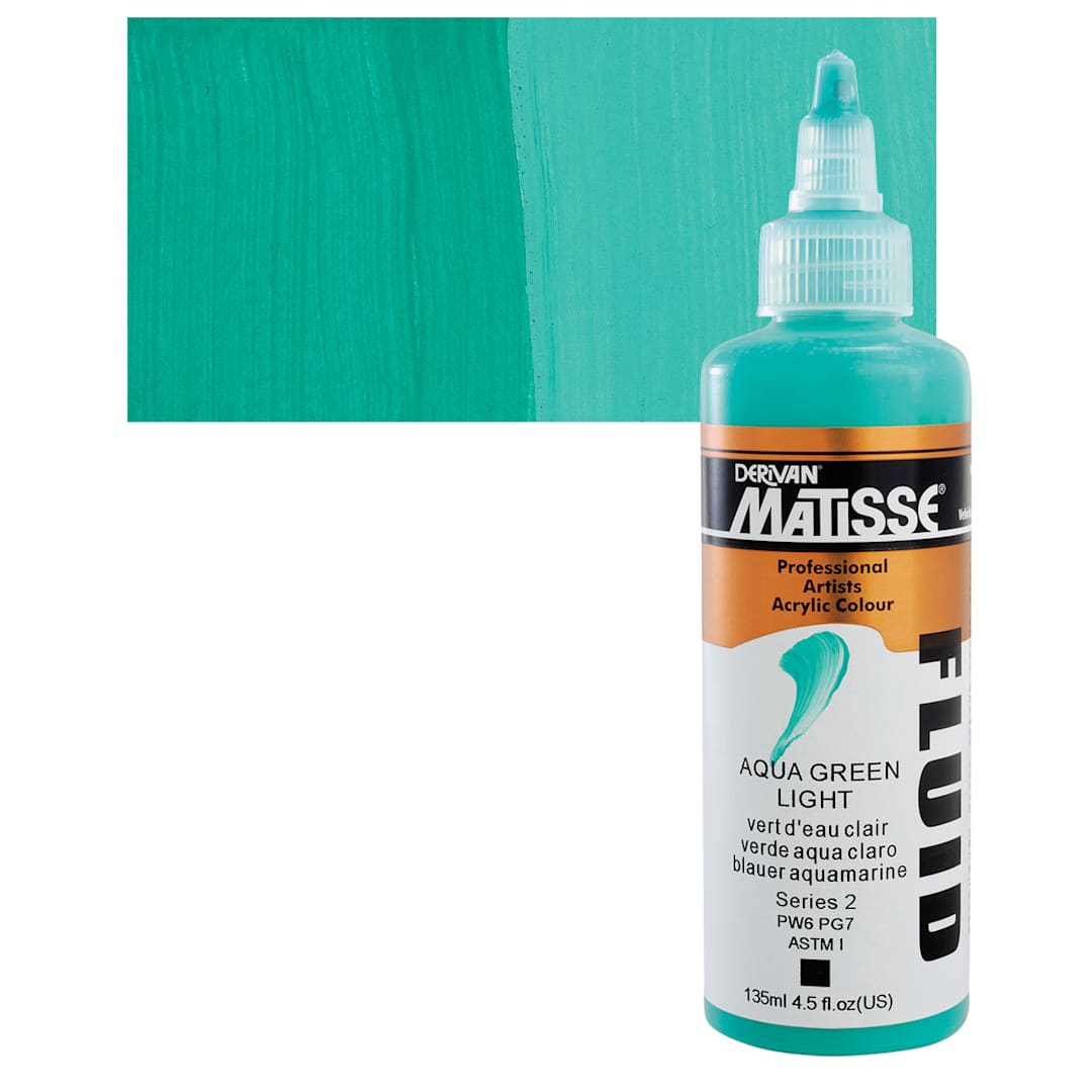 Open in modal - Matisse Fluid Acrylic - Aqua Green Light, 135 ml bottle and swatch
