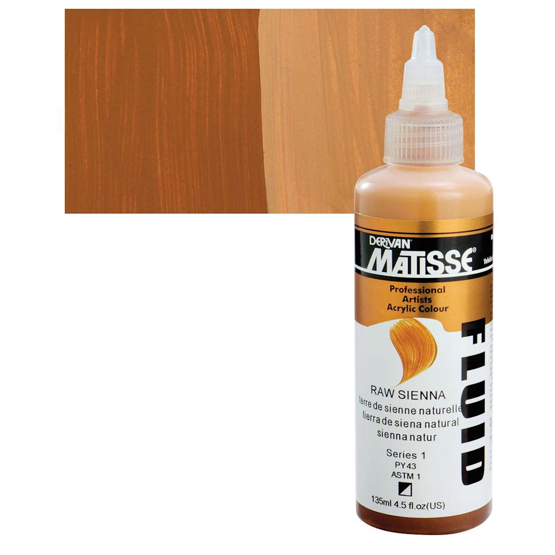 Open in modal - Matisse Fluid Acrylic - Raw Sienna, 135 ml bottle and swatch