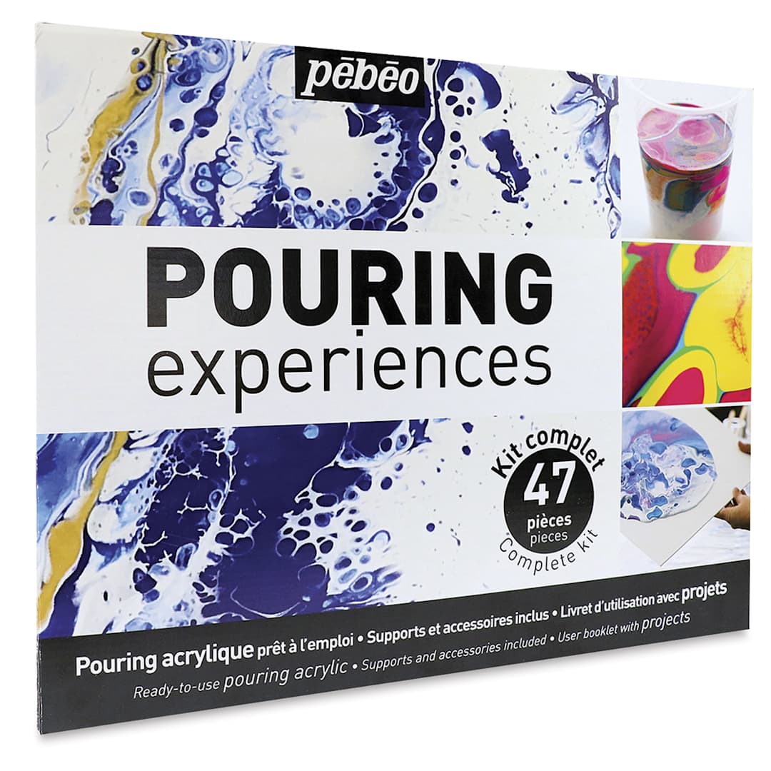 Open in modal - Pebeo Pouring Experiences Kit - Angled view of front of package