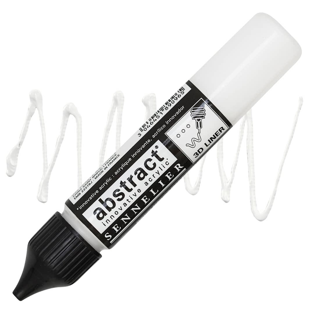 Open in modal - Sennelier Abstract 3D Liner - Titanium White, 27 ml bottle and swatch