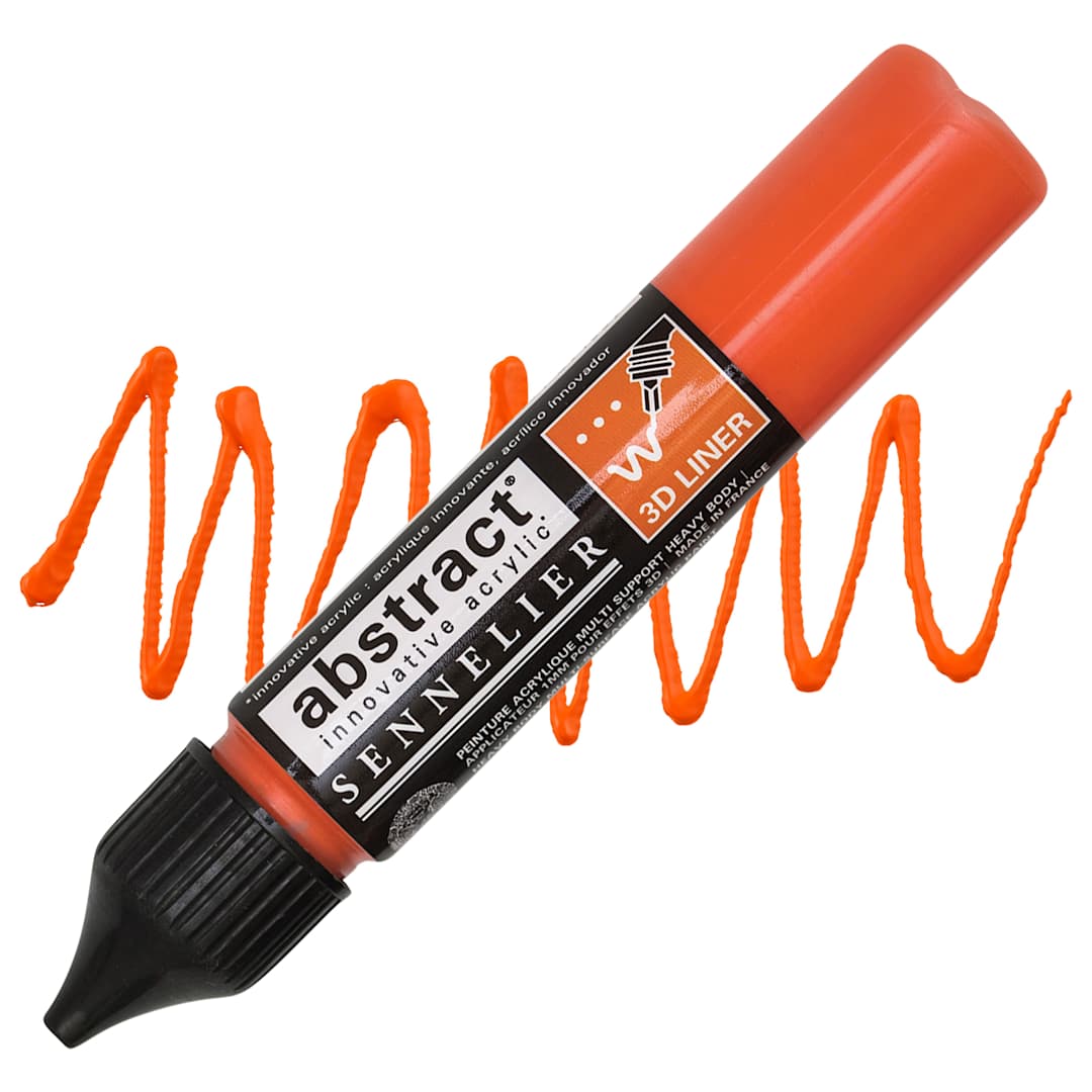 Open in modal - Sennelier Abstract 3D Liner - Cadmium Red Orange Hue 27 ml bottleand swatch