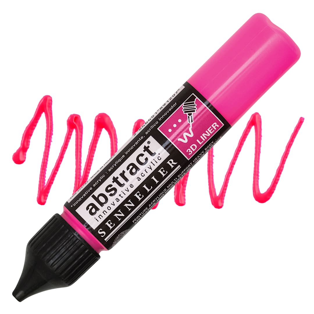 Open in modal - Sennelier Abstract 3D Liner - Fluorescent Pink, 27 ml bottle and swatch
