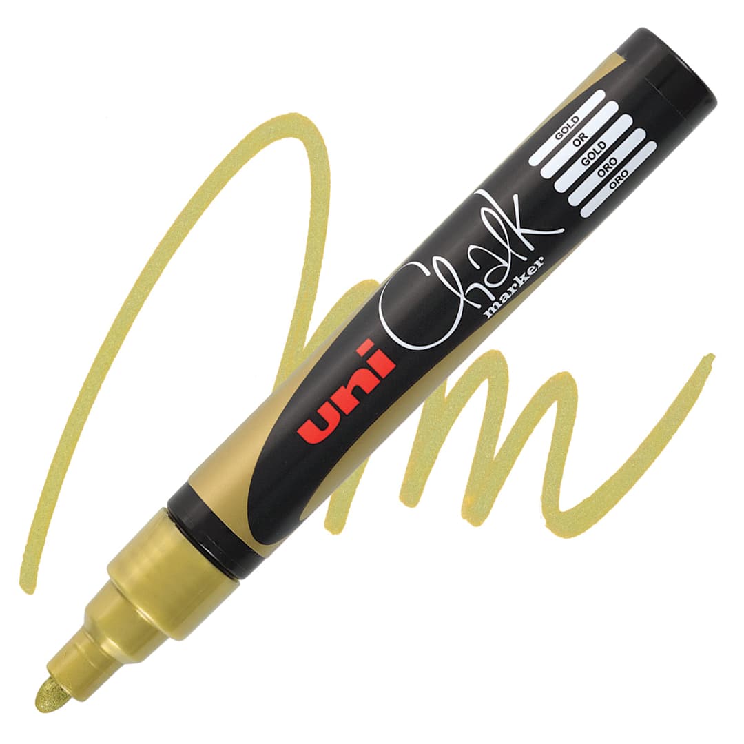 Open in modal - Uni Chalk Marker - Gold, 5 mm marker and swatch