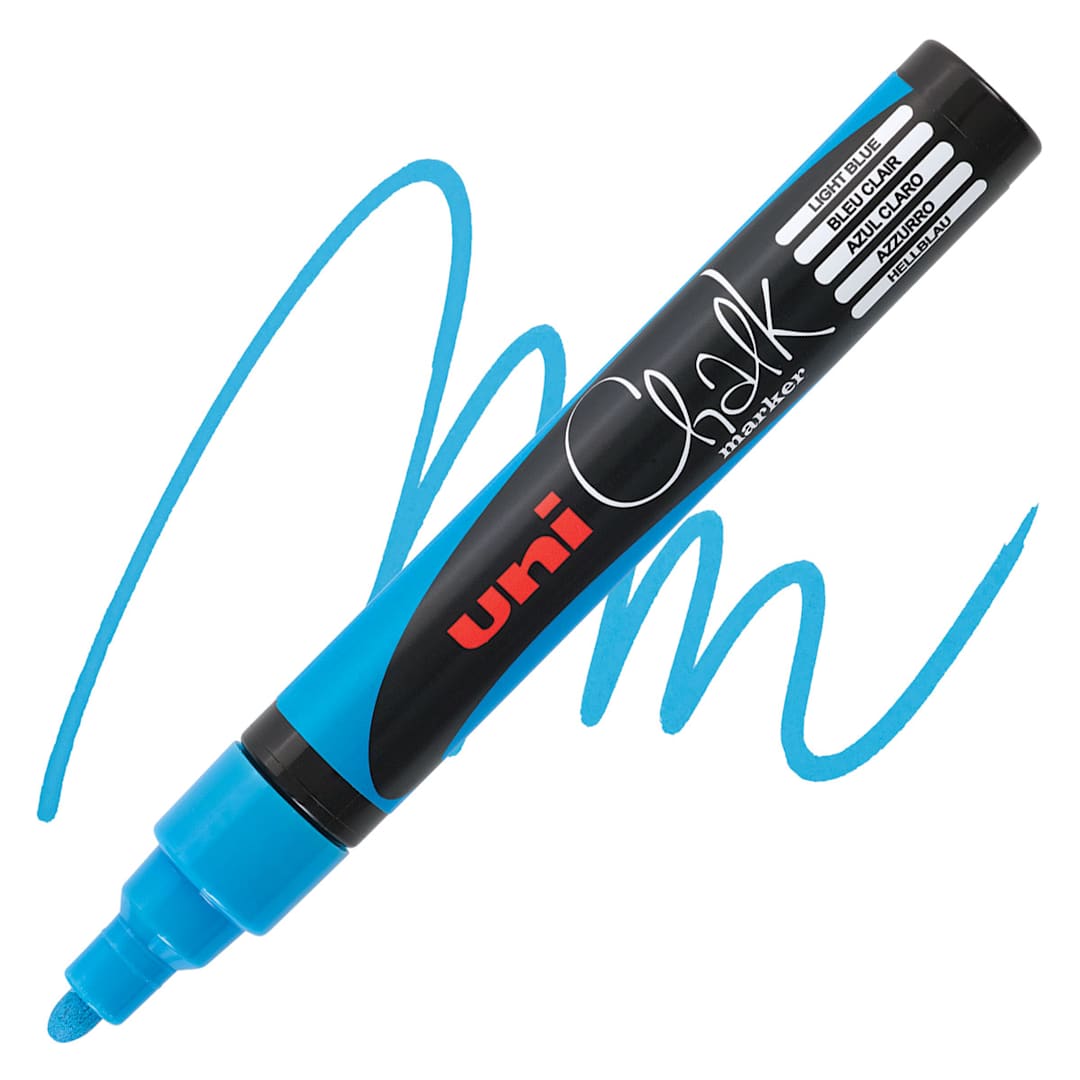 Open in modal - Uni Chalk Marker - Light Blue, 5 mm marker and swatch