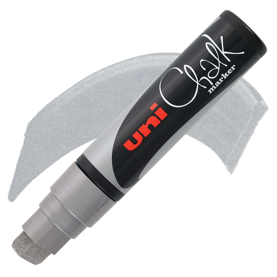 Open in modal - Uni Chalk Marker - Silver, 15 mm marker and swatch