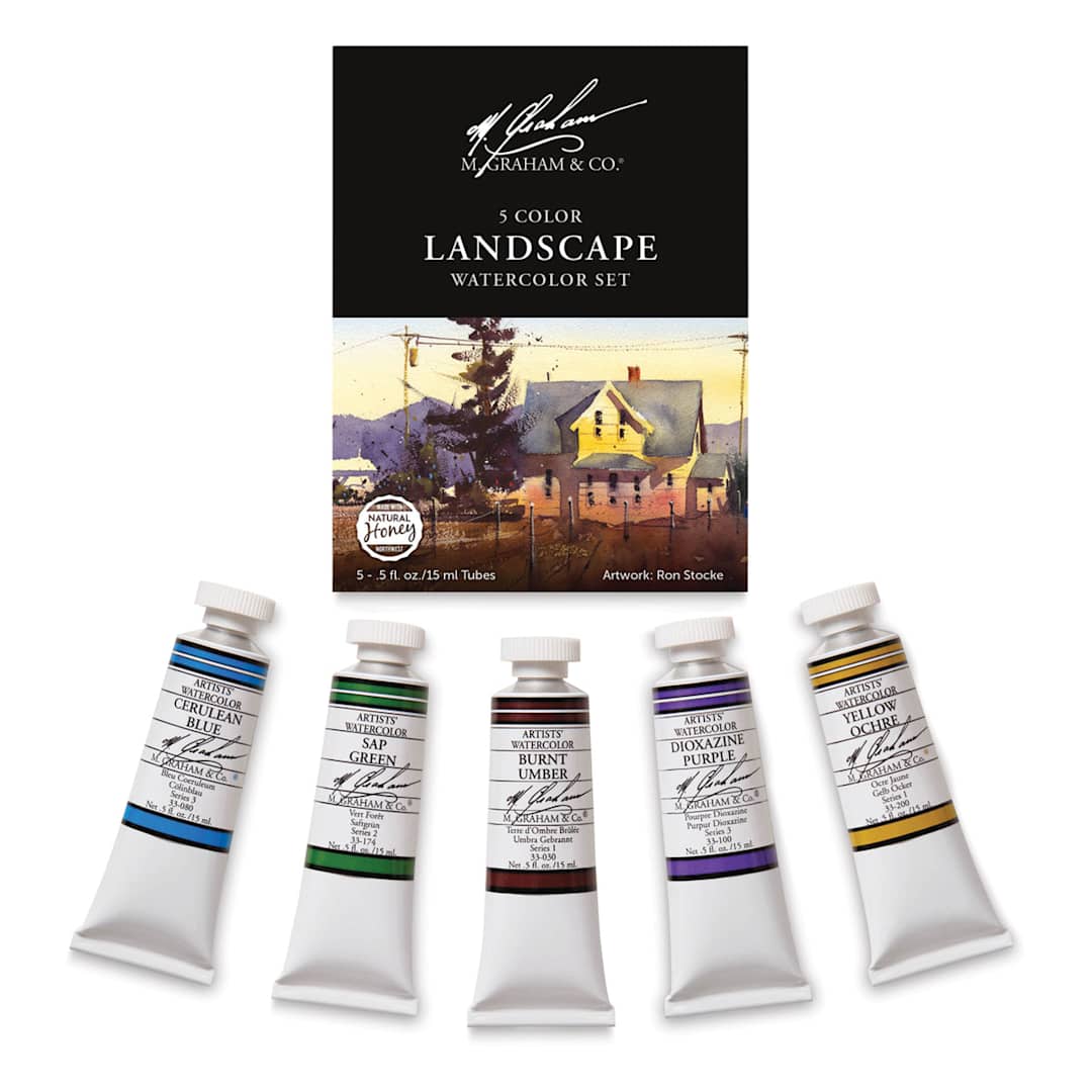 Open in modal - M. Graham Artists' Watercolor Set - Landscape Set of 5, 15 ml tubes (Tubes with packaging)