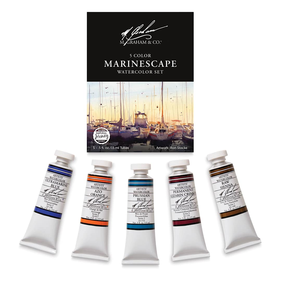 Open in modal - M. Graham Artists' Watercolor Set - Marinescape Set of 5, 15 ml tubes (Tubes with packaging)