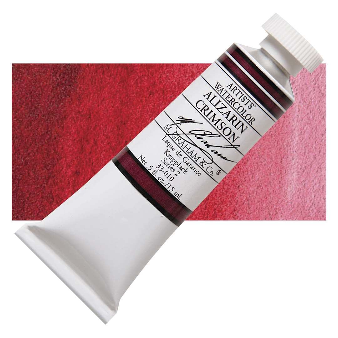 Open in modal - M. Graham Artists' Watercolor - Alizarin Crimson, 15 ml Tube and swatch