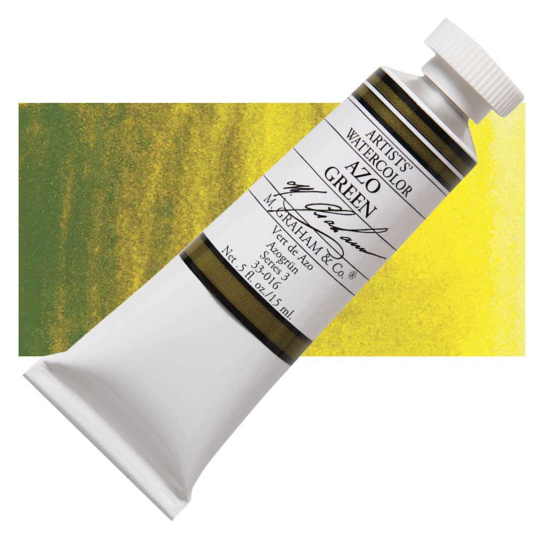 Open in modal - M. Graham Artists' Watercolor - Azo Green, 15 ml Tube and swatch