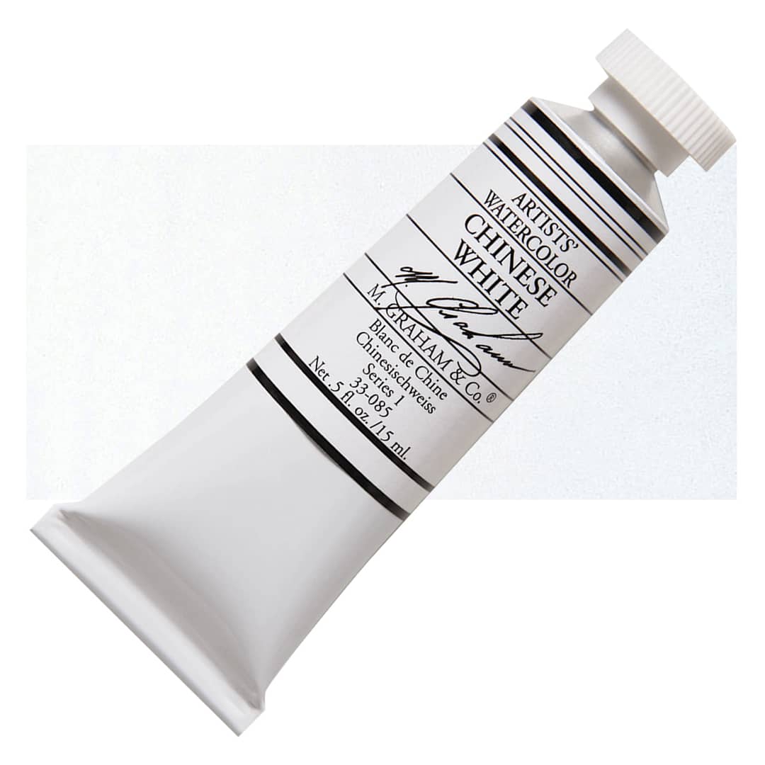 Open in modal - M. Graham Artists' Watercolor - Chinese White, 15 ml tube and swatch