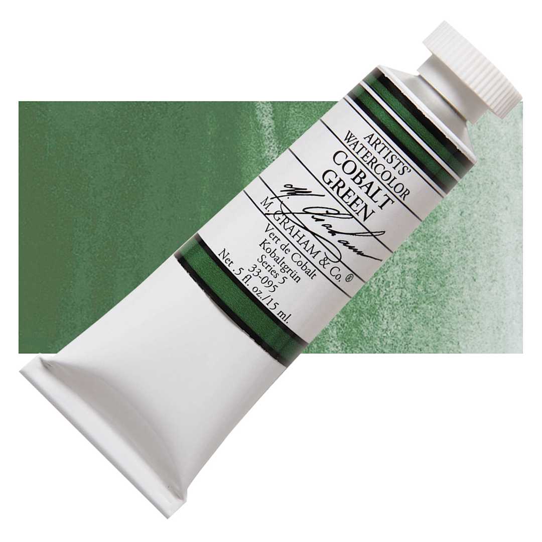 Open in modal - M. Graham Artists' Watercolor - Cobalt Green, 15 ml Tube and swatch