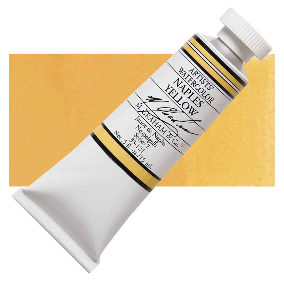 Open in modal - M. Graham Artists' Watercolor - Naples Yellow, 15 ml Tube and swatch
