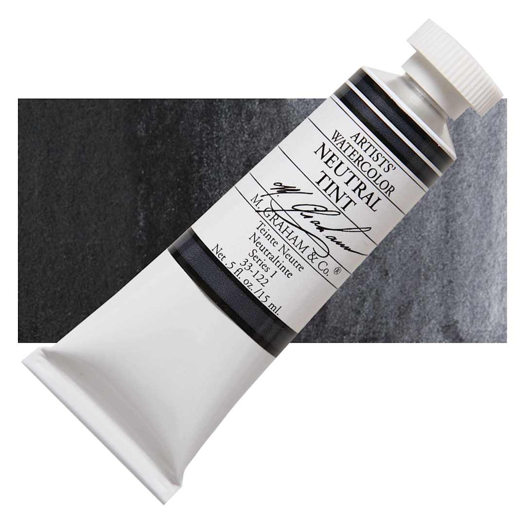 Open in modal - M. Graham Artists' Watercolor - Neutral Tint, 15 ml tube and swatch
