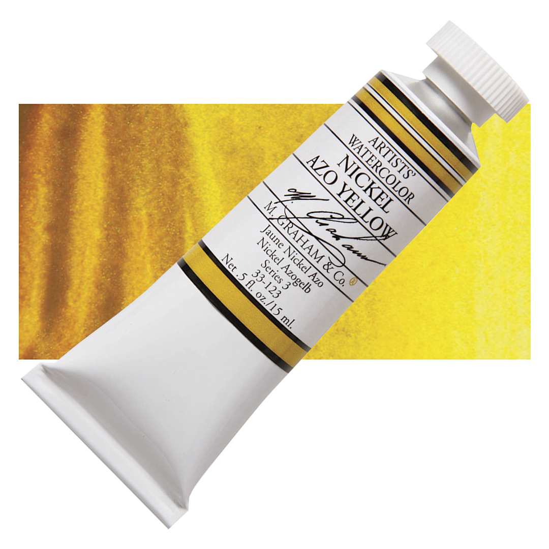 Open in modal - M. Graham Artists' Watercolor - Nickel Azo Yellow, 15 ml tube and swatch
