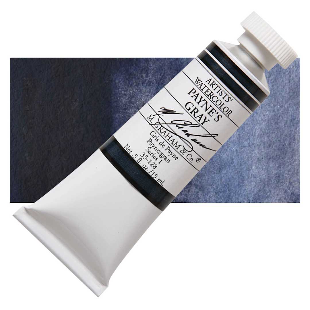 Open in modal - M. Graham Artists' Watercolor - Payne's Gray, 15 ml tube and swatch
