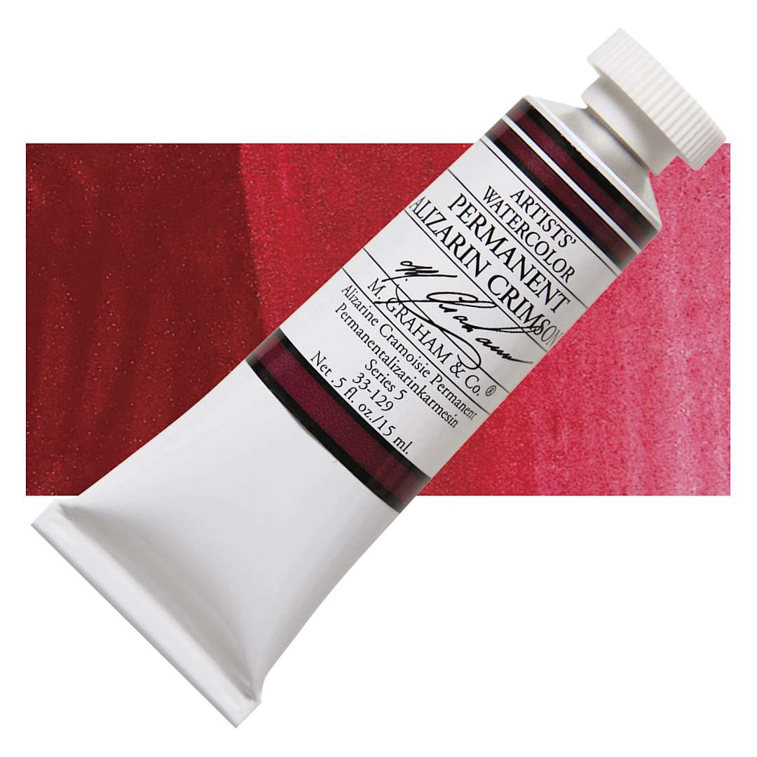 Open in modal - M. Graham Artists' Watercolor - Permanent Alizarin Crimson, 15 ml tube and swatch