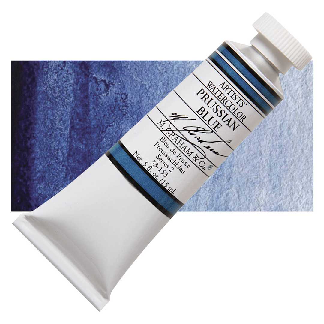 Open in modal - M. Graham Artists' Watercolor - Prussian Blue, 15 ml Tube and swatch