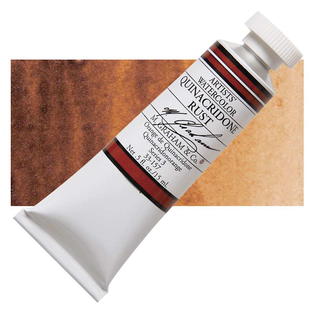 Open in modal - M. Graham Artists' Watercolor - Quinacridone Rust, 15 ml tube and swatch