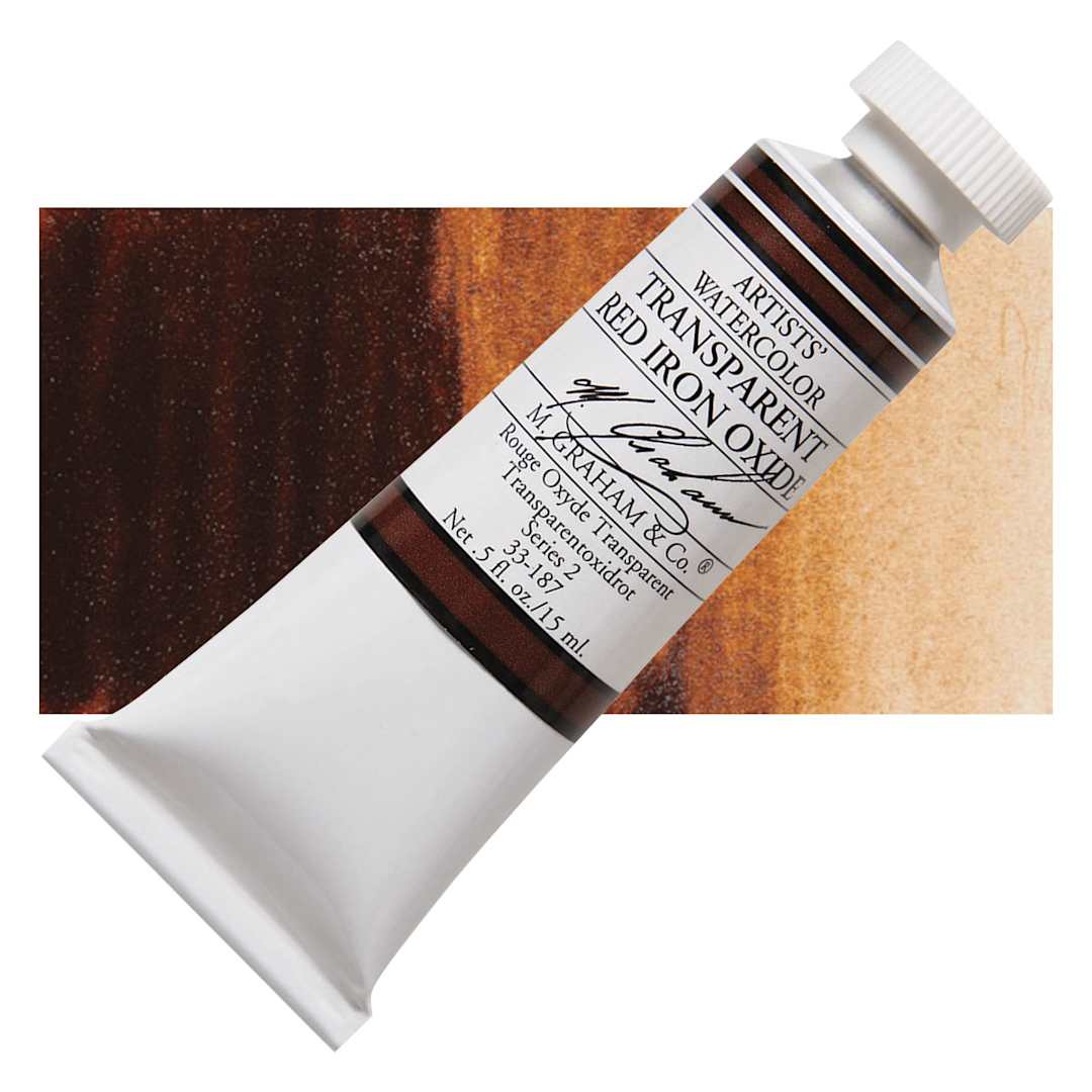 Open in modal - M. Graham Artists' Watercolor - Transparent Red Oxide, 15 ml Tube and swatch