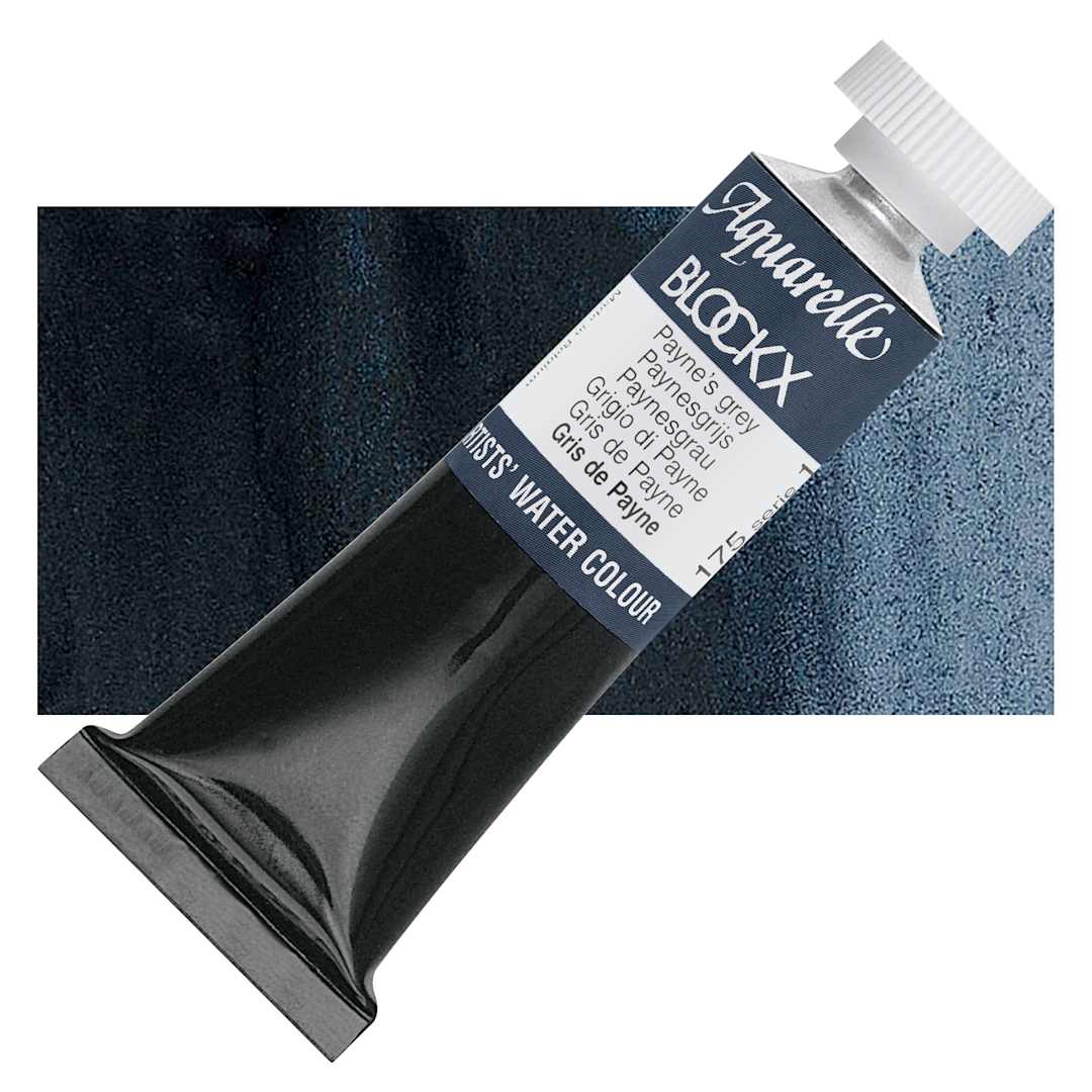Open in modal - Blockx Artists' Watercolor - Payne's Gray, 15 ml tube and swatch