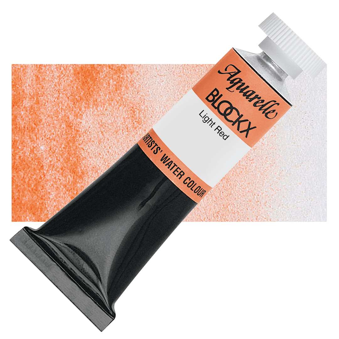 Open in modal - Blockx Artists' Watercolor - Light Red, 15 ml tube and swatch