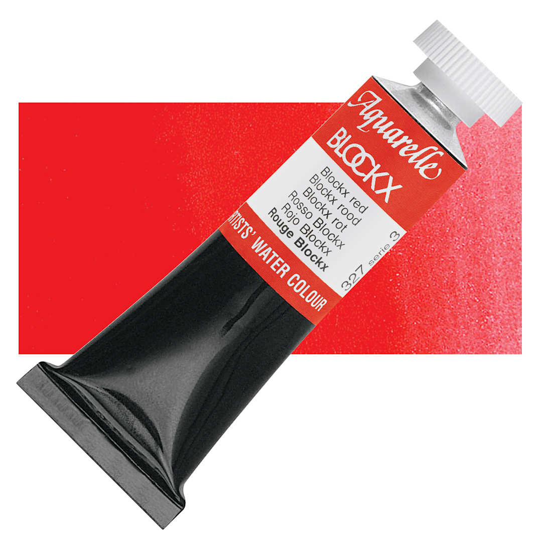 Open in modal - Blockx Artists' Watercolor - Blockx Red, 15 ml Tube and swatch