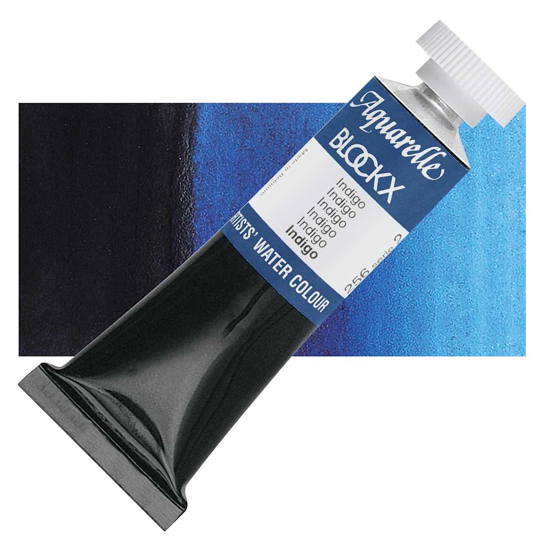 Open in modal - Blockx Artists' Watercolor - Indigo, 15 ml Tube and swatch