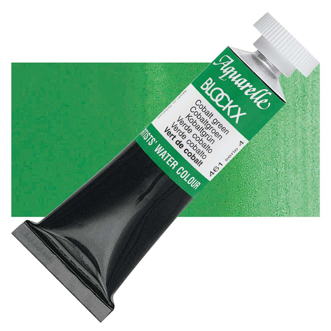 Open in modal - Blockx Artists' Watercolor - Cobalt Green, 15 ml Tube and swatch