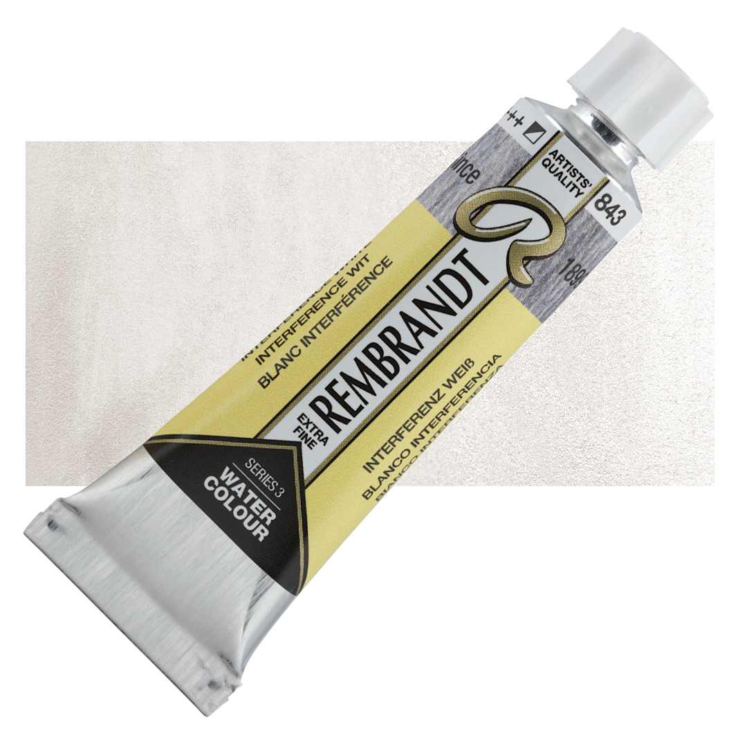Open in modal - Rembrandt Artist Watercolor - Interference White, 10 ml, Tube and swatch