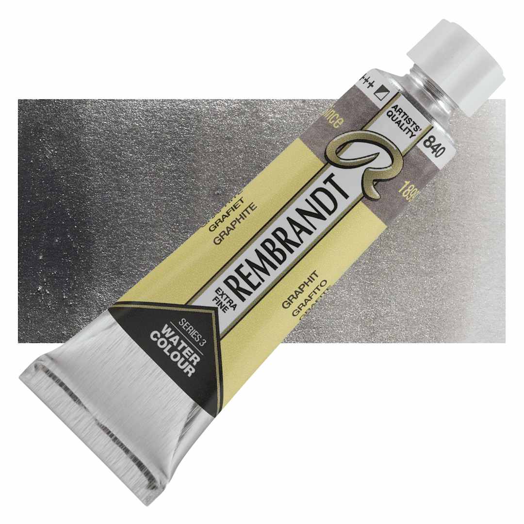 Open in modal - Rembrandt Artist Watercolor - Graphite, 10 ml tube and swatch