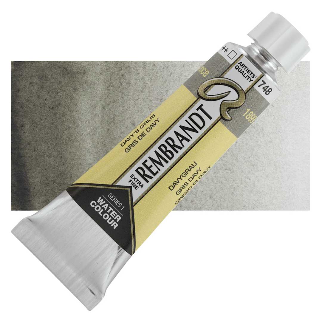 Open in modal - Rembrandt Artist Watercolor - Davy's Grey, 10 ml tube and swatch