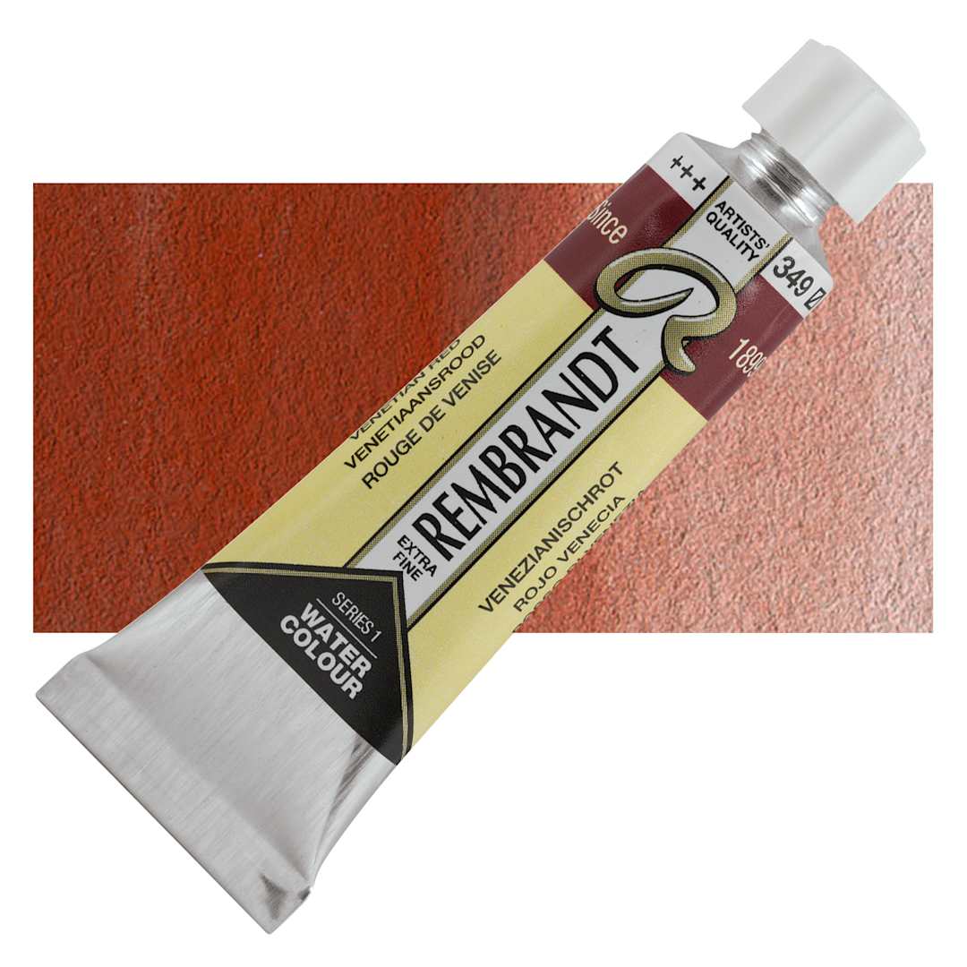 Open in modal - Rembrandt Artist Watercolor - Venetian Red, 10 ml tube and swatch