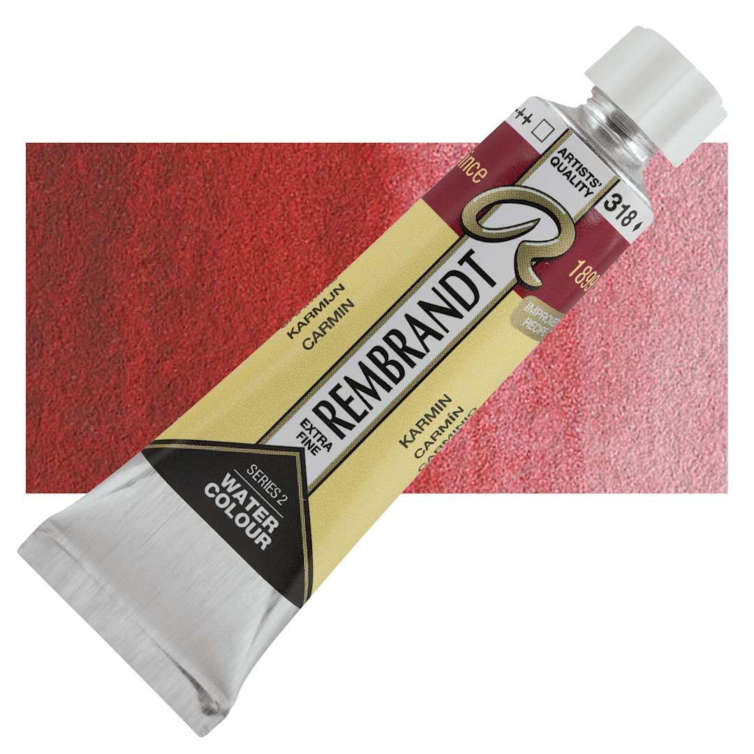 Open in modal - Rembrandt Artist Watercolor - Carmine, 10 ml Tube and swatch