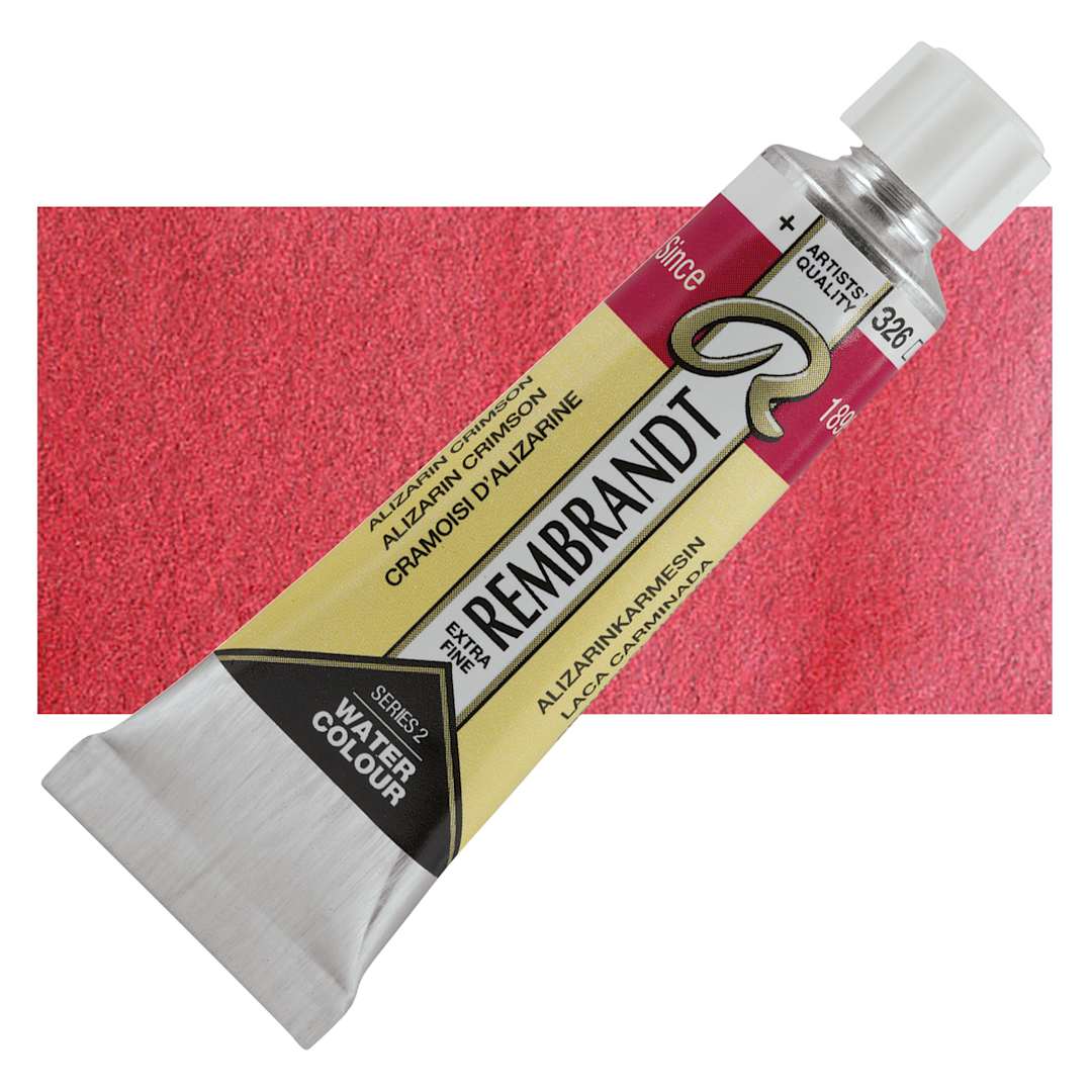 Open in modal - Rembrandt Artist Watercolor - Alizarin Crimson, 10 ml tube and swatch