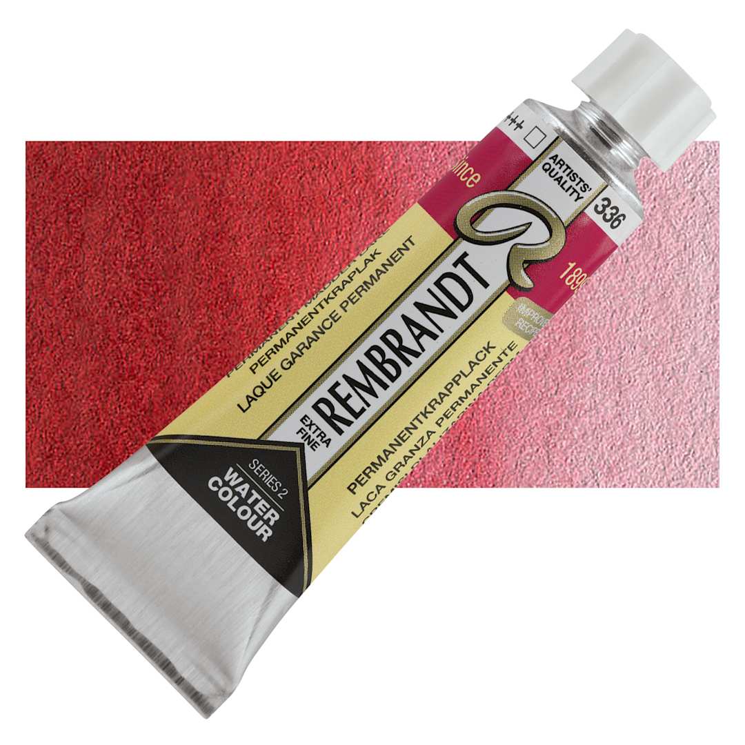 Open in modal - Rembrandt Artist Watercolor - Permanent Madder Lake, 10 ml tube and swatch