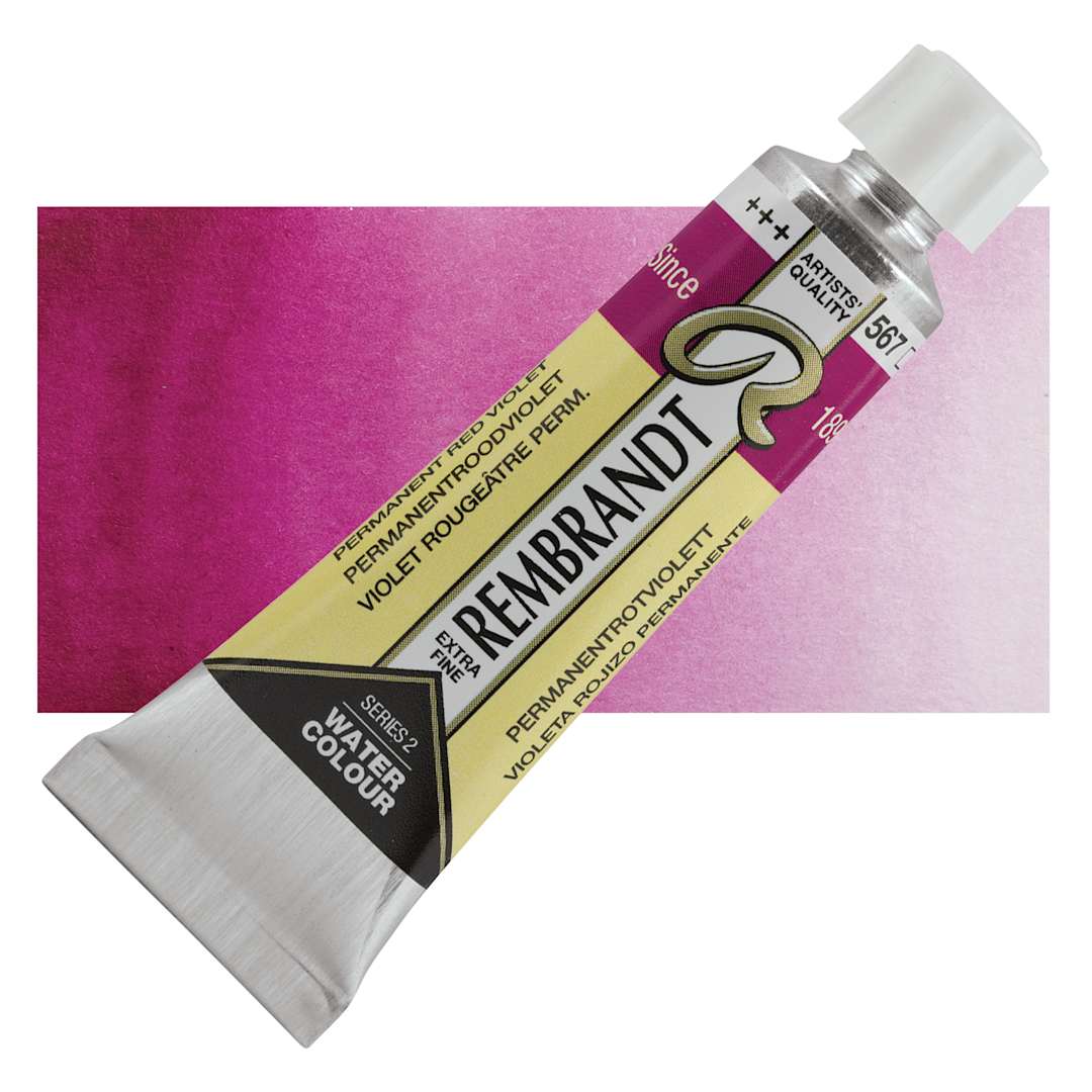 Open in modal - Rembrandt Artist Watercolor - Permanent Red Violet, 10 ml tube and swatch