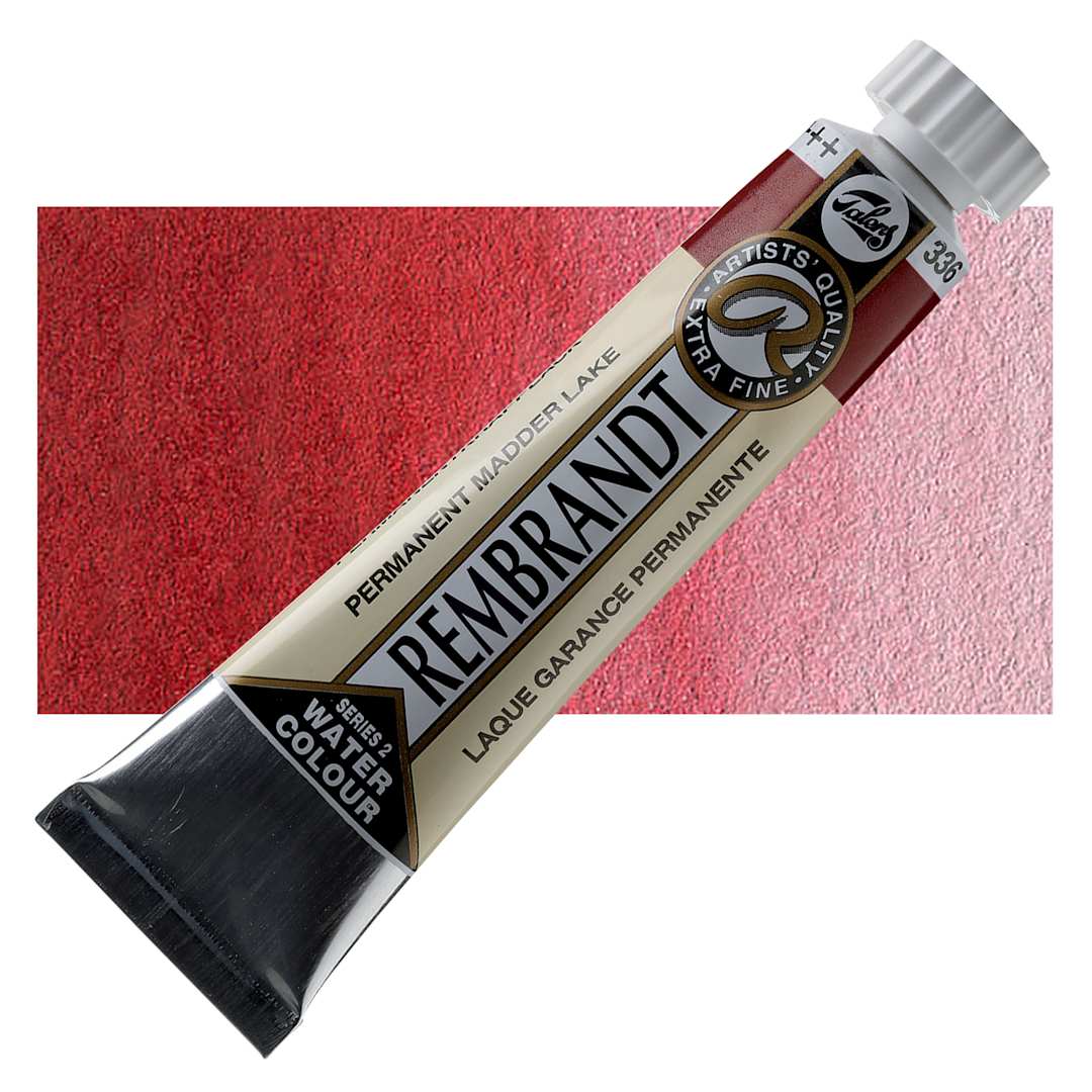 Open in modal - Rembrandt Artist Watercolor - Permanent Madder Lake, 20 ml tube and swatch