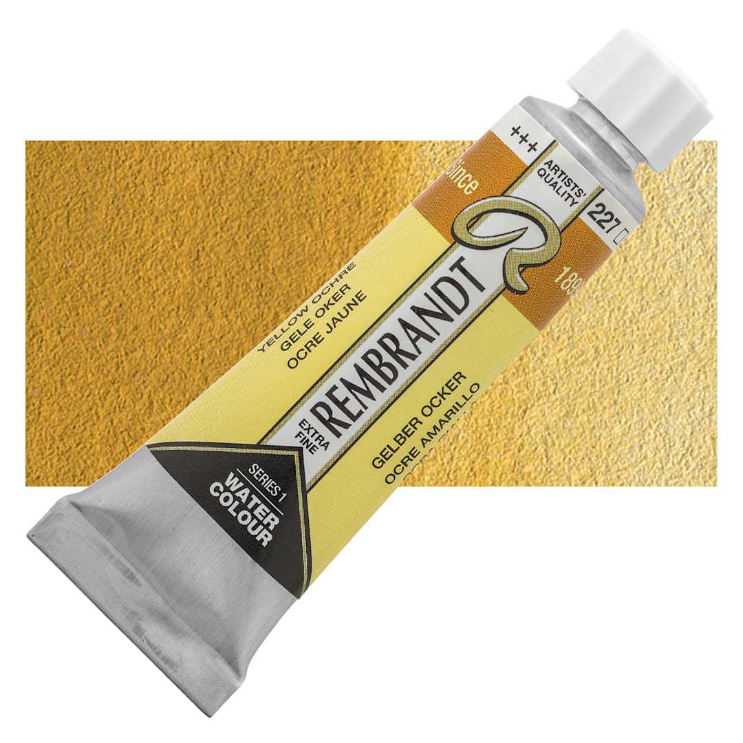 Open in modal - Rembrandt Artist Watercolor - Yellow Ochre, 10 ml tube and swatch