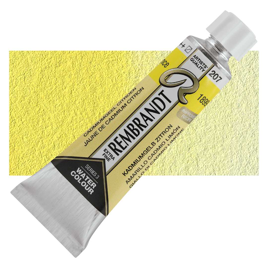 Open in modal - Rembrandt Artist Watercolor - Cadmium Yellow Lemon, 10 ml tube and swatch