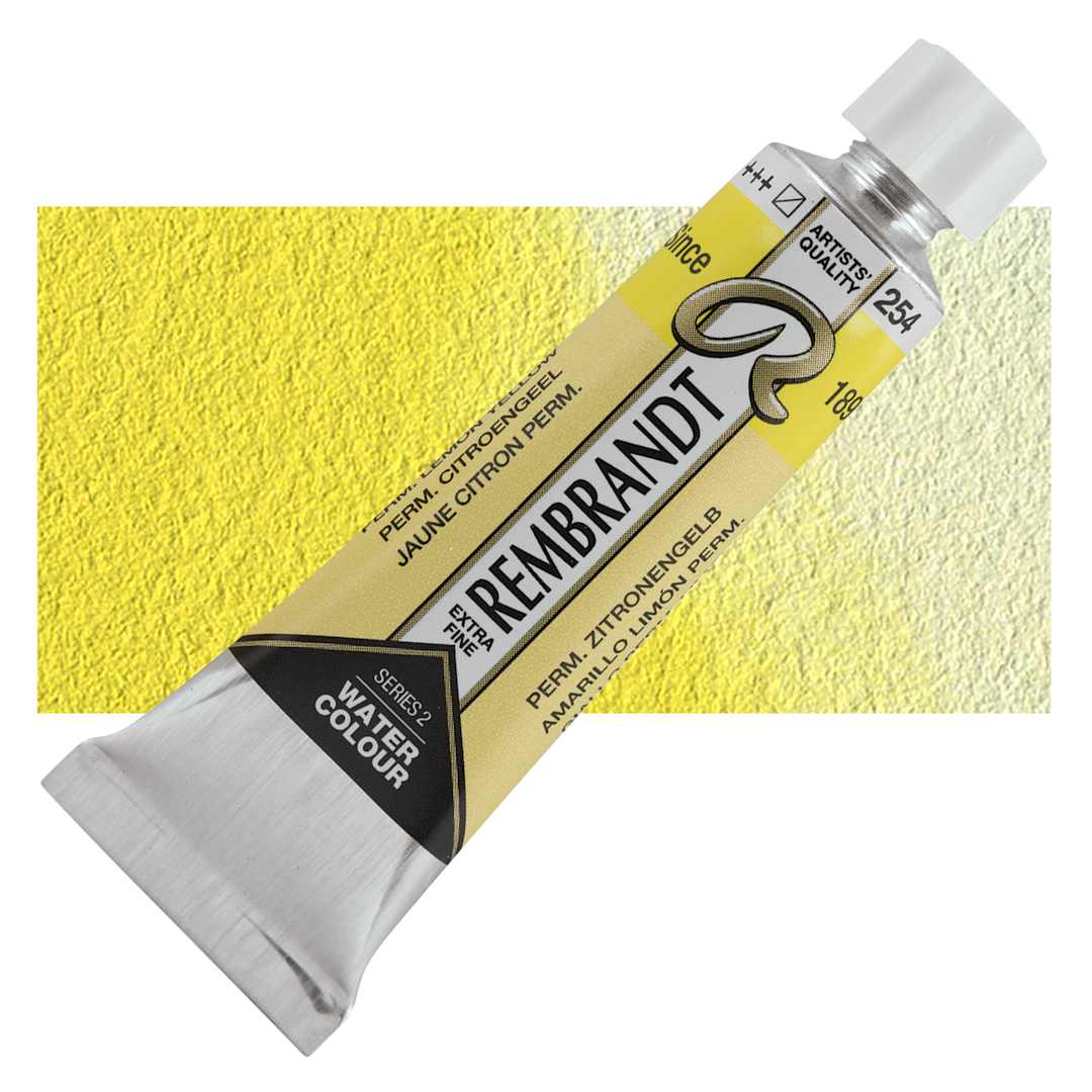 Open in modal - Rembrandt Artist Watercolor - Permanent Yellow Lemon, 10 ml tube and swatch