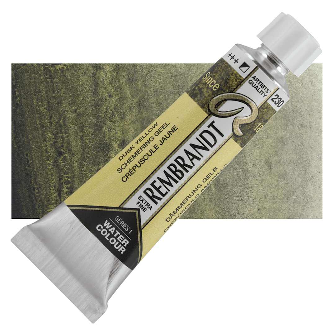 Open in modal - Rembrandt Artist Watercolor - Dusk Yellow, 10 ml tube and swatch