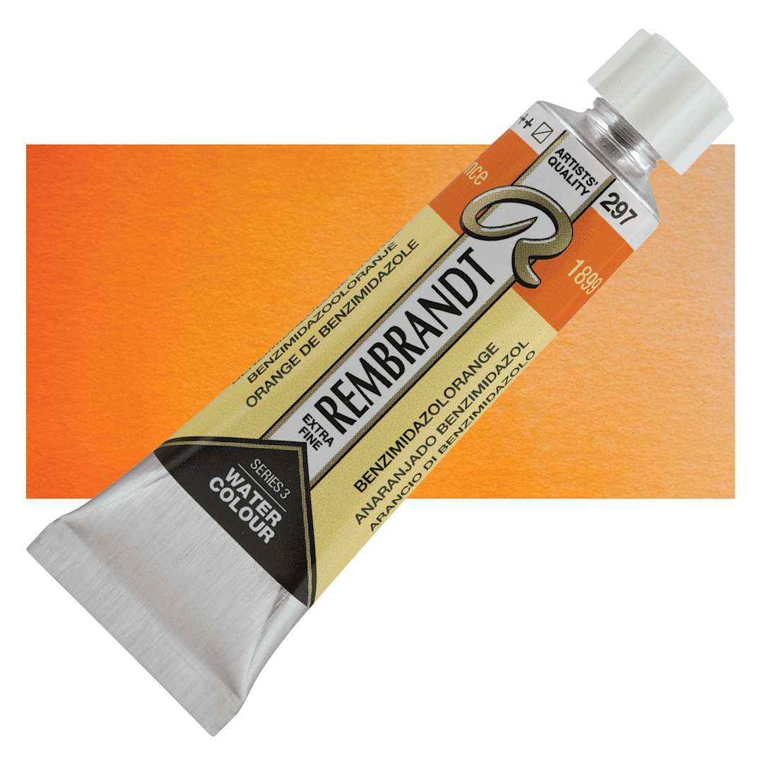 Open in modal - Rembrandt Artist Watercolor - Benzimidazolone Orange, 10 ml tube and swatch
