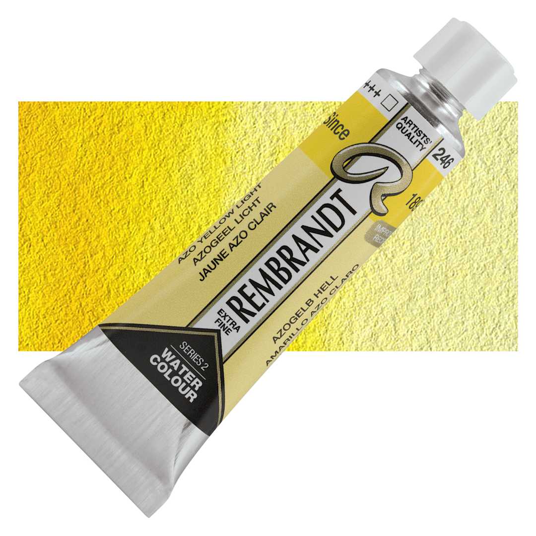 Open in modal - Rembrandt Artist Watercolor - Azo Yellow Light Cadmium Free, 10 ml tube and swatch