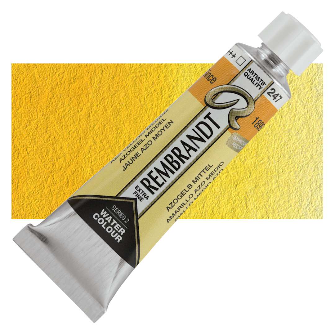 Open in modal - Rembrandt Artist Watercolor - Azo Yellow Medium Cadmium Free, 10 ml tube and swatch